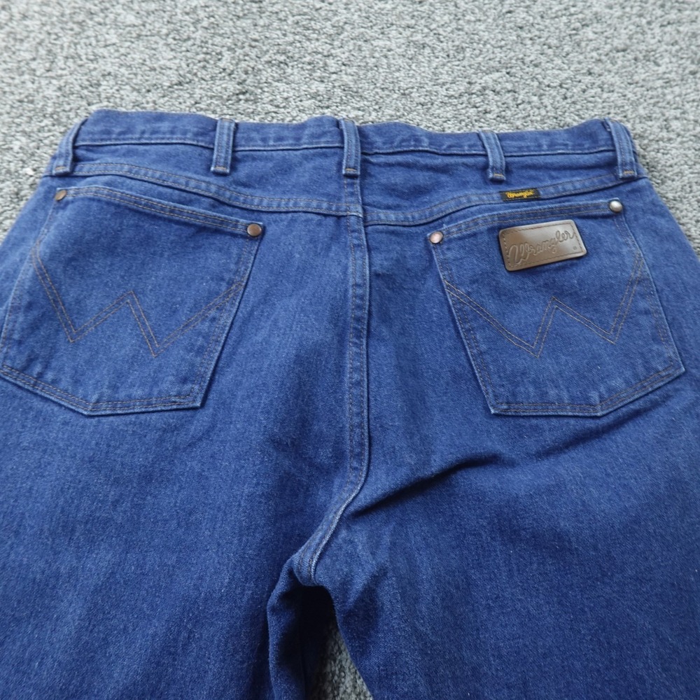 VTG Wrangler Jeans Mens 38X30 Dark Blue Denim Pants 13MWZ Cowboy Cut Western 90s